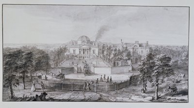 Lord Burlingtonin Chiswick Villa, kaakosta (kynä ja muste pesulla paperille) tekijältä Jacques Rigaud