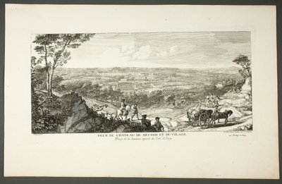 Näkymä Meudonin kuninkaalliseen palatsiin ja kylään, sarjasta Le Château de Meudon tekijältä Jacques Rigaud