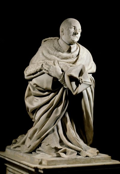 Muistomerkki kardinaali Pierre de Berullelle (1575-1629), Oratorion Seculieren seurakunnan perustajalle. Jacques Sarazinin (1592-1660) ja Charles Lestocardin (1600-luku) marmoriveistos. Aurinko 2,1 m Pariisi, Musee du Louvre tekijältä Jacques Sarazin
