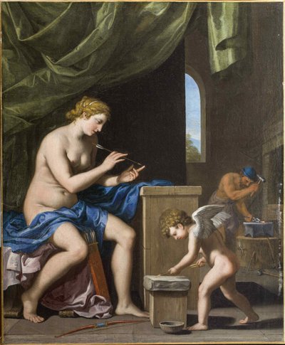 Vulcan takoo nuolet Cupidille, c. 1645. tekijältä Jacques Stella