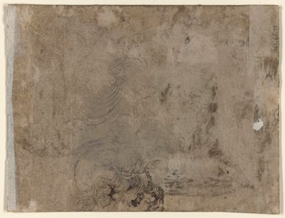 Pöydän ääressä istuva nuori (recto); Kiharatukkaisen lapsen pää (käänteinen) tekijältä Jacques de Gheyn II
