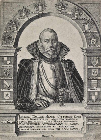 Tähtitieteilijä Tycho Brahen muotokuva (ilman hattua) tekijältä Jacques de Gheyn II