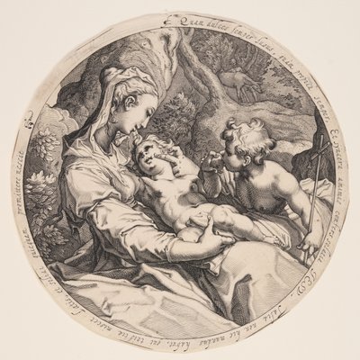 Neitsyt ja lapsi Johannes Kastajan kanssa tekijältä Jacques de Gheyn II