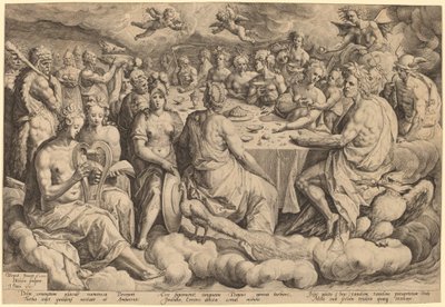 Jumalten juhlat Peleuksen ja Thetisin häissä tekijältä Jacques de Gheyn II, after Crispen van den Broecke