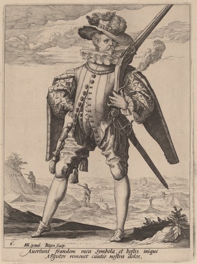 Muskettisoturi tekijältä Jacques de Gheyn II after Hendrik Goltzius