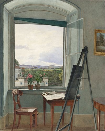 Näkymä taiteilijan ateljeesta Alservorstadtista kohti Dornbachia, 1836. tekijältä Jakob Alt
