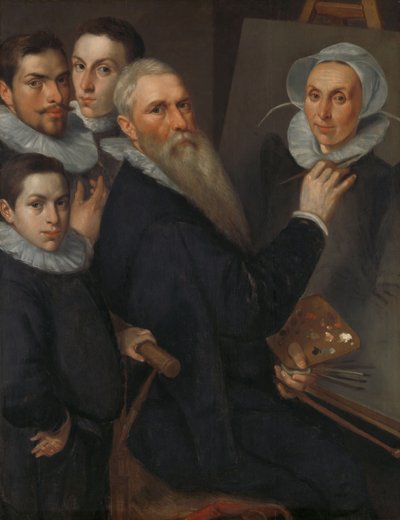 Omakuva taiteilijasta perheineen, 1594. tekijältä Jakob Willemsz. Delff the Elder
