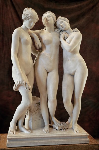 Les Trois Graces - kolme armoa, Salon 1831 ... tekijältä James (1790 1852) Pradier