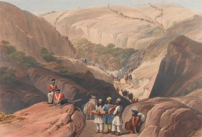 El primer descens pel pas de Koojah [sic], c.1839 (litografia, tintat)finès tekijältä James (after) Atkinson