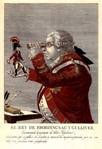 Brobdingnacin ja Gulliverin kuningas tekijältä James (after) Gillray