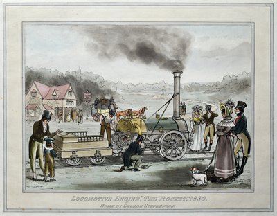 Veturimoottori, "The Rocket", rakennutti George Stephenson tekijältä James (after) Naysmith