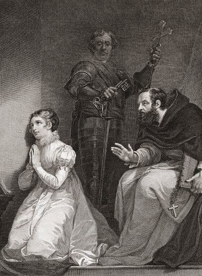 John Feckenham vierailee Lady Jane Grayn luona Lontoon Towerissa (tulostus) tekijältä James (after) Northcote
