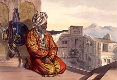 "Atmaran" Hindoo of Peshawar, levy 9 teoksesta "Scenery, Inhabitants and Costumes of Afghanistan", kaiverrus Robert Carrick (n. 1829-1904) 1848 (litho) tekijältä James (after) Rattray