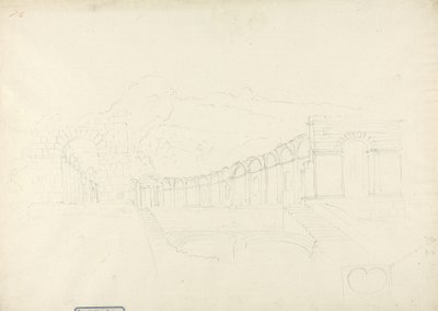 Temppeli kevään yläpuolella Zaghouanissa (grafiitti paperilla) tekijältä James 1730 94 Bruce