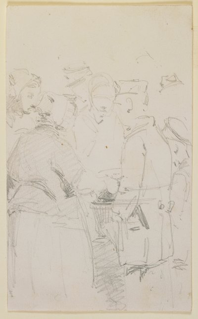 Figuuriryhmä brazierin ympärillä, 1858. tekijältä James Abbott McNeill Whistler