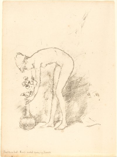Alaston malli asettelemassa kukkia, c. 1892. tekijältä James Abbott McNeill Whistler