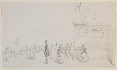 Ryhmä hahmoja esplanadilla, 1857. tekijältä James Abbott McNeill Whistler