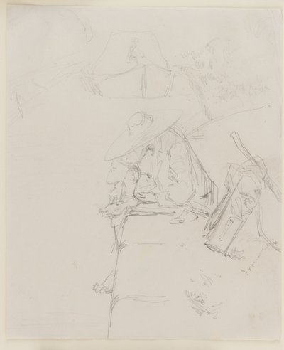 Mies istuu muurin reunalla, 1858. tekijältä James Abbott McNeill Whistler
