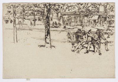 Boulevard Poissonière, Pariisi, noin 1892-93 (etsaus; tussi paperille). tekijältä James Abbott McNeill Whistler