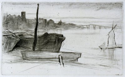 Chelsean silta ja kirkko tekijältä James Abbott McNeill Whistler