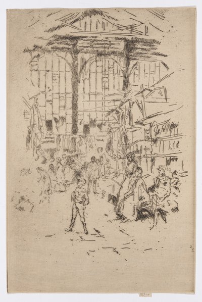 Vaatevaihto, Houndsditch, nro 2, n.1886-88 (etsaus; tussi paperille). tekijältä James Abbott McNeill Whistler