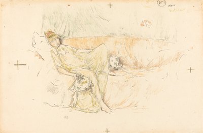 Draped figuuri, makuuasentoon, 1892. tekijältä James Abbott McNeill Whistler