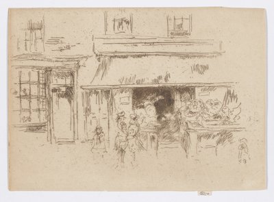 Exeter Street, noin 1886-88 (etsaus; tussi paperille). tekijältä James Abbott McNeill Whistler