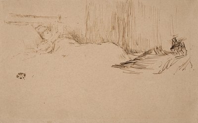 Tyttö lukee sängyssä, n. 1882 tekijältä James Abbott McNeill Whistler