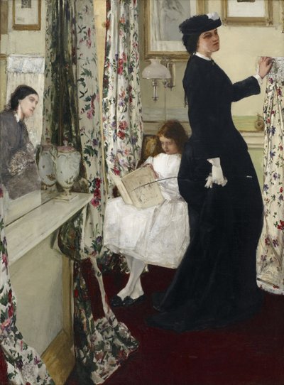 "Harmony in Green and Rose: The Music Room" maalaus James Abbott McNeill Whistler (1834-1903) 1860 Freer Gallery of Art, Washington USA tekijältä James Abbott McNeill Whistler