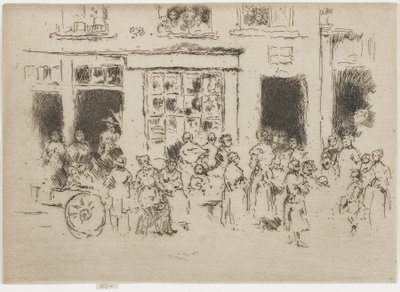 High Street, Bryssel, 1887 (etsaus paperille) tekijältä James Abbott McNeill Whistler
