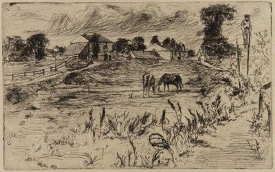 Maisema hevosten kanssa, 1859. tekijältä James Abbott McNeill Whistler