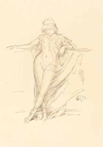 Pieni drapedoitu hahmo, nojaten, 1893. tekijältä James Abbott McNeill Whistler