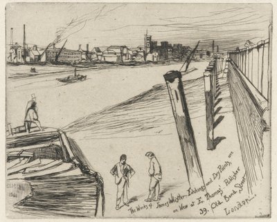 Millbank, 1861 (etsaus paperille) tekijältä James Abbott McNeill Whistler