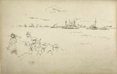 Monitorit kahdentoista etsauksen sarjasta nimeltä The Naval Review, 1887 tekijältä James Abbott McNeill Whistler