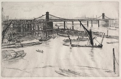 Vanha Hungerford Bridge. tekijältä James Abbott McNeill Whistler