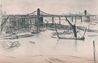 Old Hungerford Bridge, 1861, 1903 tekijältä James Abbott McNeill Whistler