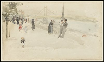 Pinkki ja hopea - Chelsea, Embankment, n. 1885 tekijältä James Abbott McNeill Whistler