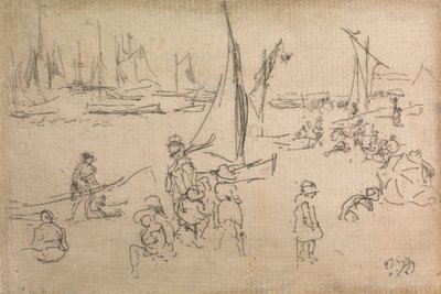 Portsmouth Children, 12 etsauksen sarjasta The Naval Review, 1887 tekijältä James Abbott McNeill Whistler