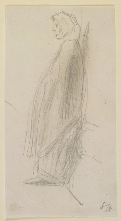 Profiililuonnos seisovasta vanhasta naisesta, 1858. tekijältä James Abbott McNeill Whistler
