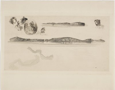 Luonnokset rannikkomittauslevyllä tekijältä James Abbott McNeill Whistler