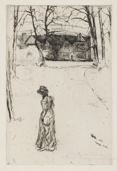 Speke Hall, nro 1, 1870 (etsaus ja kuivakärki paperille) tekijältä James Abbott McNeill Whistler