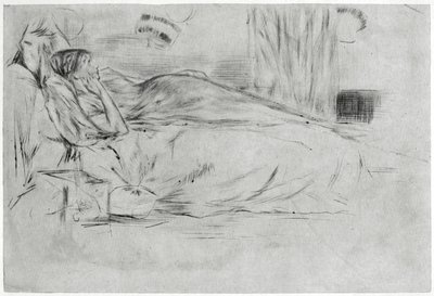 Malli, makuulla, c1864 1904. tekijältä James Abbott McNeill Whistler