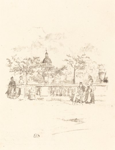 Pantheon, Luxemburgin puutarhan terassilta, 1893. tekijältä James Abbott McNeill Whistler