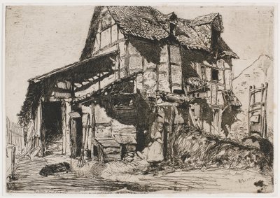 Turvaton asunto. Yksi luonnon kahdestatoista etsauksesta Ranskalainen sarja, 1858. tekijältä James Abbott McNeill Whistler
