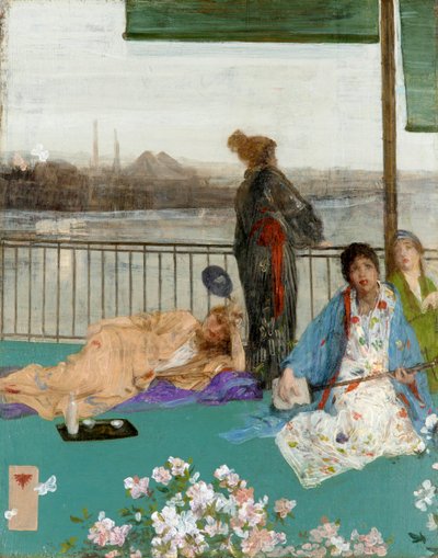 Variaatioita lihanvärissä ja vihreässä: Parveke, c. 1870 tekijältä James Abbott McNeill Whistler