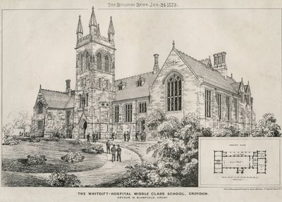 The Whitgift Hospital Middle Class School, Croydon, 1873 tekijältä James Akerman