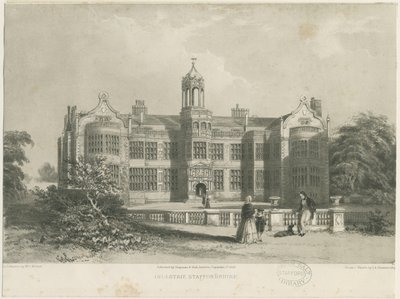 Ingestre Hall: litografia, nd [c 1844] tekijältä James Astbury Hammersley