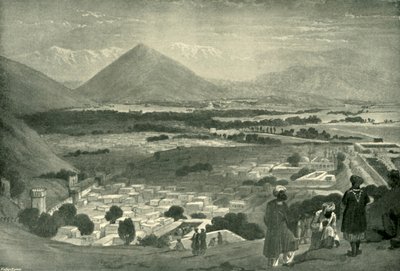 Bala Hissar ja Kabulin kaupunki linnoituksen yläosasta, n. 1842, 1901. tekijältä James Atkinson