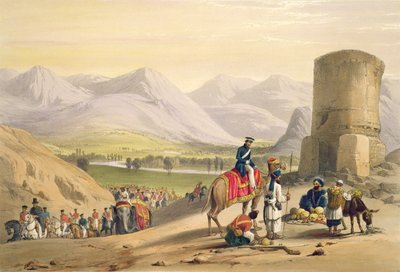 Maidanin laakso teoksesta "Sketches in Afghaunistan", kaiverrettu Charles Haghe (1810-88) ja Louis Haghe (1806-85), julkaisija Henry Graves, 1842 tekijältä James Atkinson