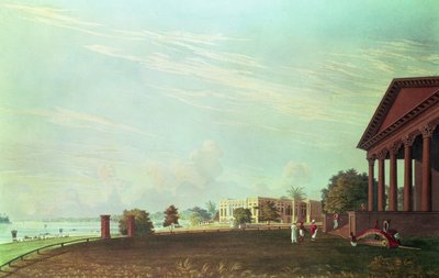 Barrackpore House, Kalkutta, kaiverrus Robert Havell, pubi. 1824 (kaiverrus) tekijältä James Baillie Fraser